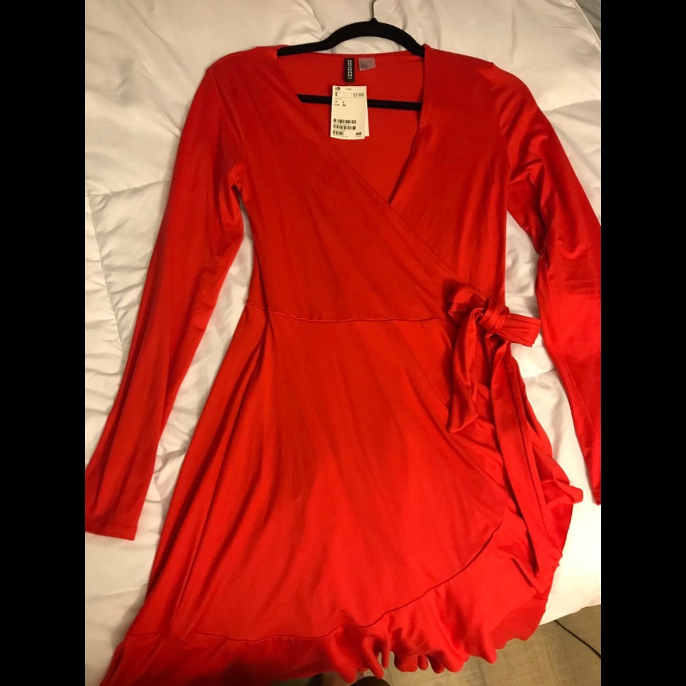 H&M Red LS Dress Size 2
